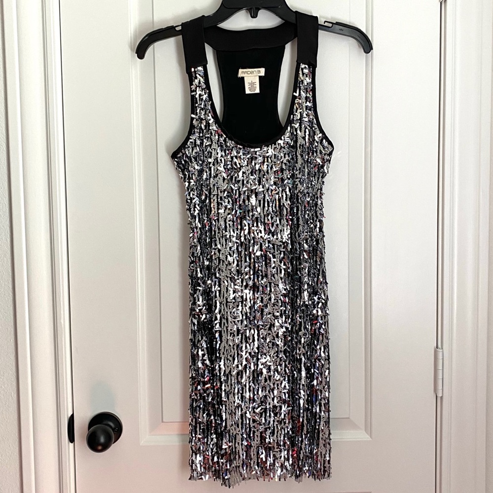 Arden B Silver Sequin Dress